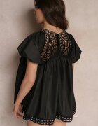 elsa.m by may Bluză Neagră Din Dantelă cu Mânecă Bufantă și Tiv Evazat Mariete