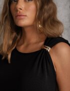 elsa.m by may Bluză Neagră din tricot de viscoză fără mâneci decorată cu aplicație metalică Alutina