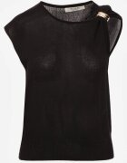 elsa.m by may Bluză Neagră din tricot de viscoză fără mâneci decorată cu aplicație metalică Alutina