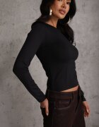 elsa.m by may Bluză Neagră Longsleeve din Bumbac Avelfia