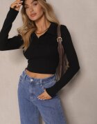 elsa.m by may Bluză Neagră Reiată din Bumbac Decorată cu nasturi și gulere Sesanela