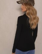 elsa.m by may Bluză Neagră Reiată din Bumbac Decorată cu nasturi și gulere Sesanela