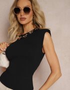 elsa.m by may Bluză Neagră Tricotată Fără mâneci Cu lanț Kathandra