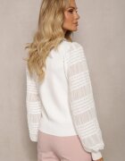 elsa.m by may Bluză Reiată Albă cu Mâneci Bufante Transparente Glikora