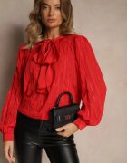 elsa.m by may Bluză Roșie Embosată cu croială tip cămașă cu legătură decorativă Sepalea