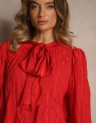 elsa.m by may Bluză Roșie Embosată cu croială tip cămașă cu legătură decorativă Sepalea