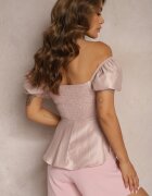 elsa.m by may Bluză Roz cu bandă elastică cu fermoar cu broșă decorativă în formă de floare Vikanni