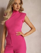 elsa.m by may Bluză Roz cu guler înalt cu umeri întăriți și bandă elastică lată Aswara