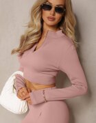 elsa.m by may Bluză Roz Elastică cu fermoar cu decupaj la manșetă Denalla