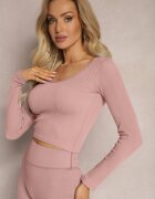 elsa.m by may Bluză Roză Mulată în Dungi Scurtă Elowenia