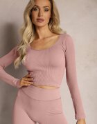 elsa.m by may Bluză Roză Mulată în Dungi Scurtă Elowenia