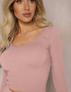 elsa.m by may Bluză Roză Mulată în Dungi Scurtă Elowenia
