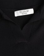 elsa.m by may Bluză Tricotată Neagră din Viscoză cu Guler și cu Umeri Întăriți Helite