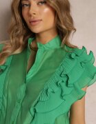 elsa.m by may Bluză Verde cu volane din țesătură plisată și mâneci scurte Janta