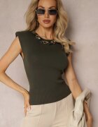elsa.m by may Bluză verde închis din tricot fără mâneci cu lanț Kathandra