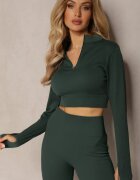 elsa.m by may Bluză Verde închis Elastică cu fermoar cu decupaj la tiv Denalla