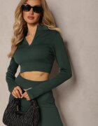 elsa.m by may Bluză Verde închis Elastică cu fermoar cu decupaj la tiv Denalla