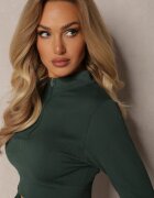 elsa.m by may Bluză Verde închis Elastică cu fermoar cu decupaj la tiv Denalla