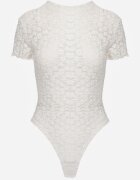 elsa.m by may Body Alb din Dantelă cu Croială Ajustată cu Mânecă Scurtă Adradina