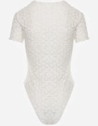 elsa.m by may Body Alb din Dantelă cu Croială Ajustată cu Mânecă Scurtă Adradina