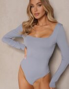 elsa.m by may Body Albastru cu mânecă lungă croială mulată decolteu pătrat Sesadiel
