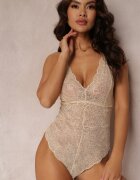 elsa.m by may Body Bej deschis din Material Dantelat cu Bretele Reglabile Gelamara