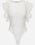 elsa.m by may Body Elegant Alb din Bumbac cu Închidere cu Capse Finisat cu Volănașe Iilines