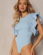 elsa.m by may Body elegant albastru din bumbac cu capse finisat cu volane Iilines