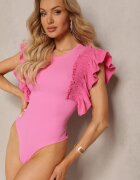 elsa.m by may Body Fucsia Elegant din bumbac cu închidere cu capse finisat cu volane Iilines