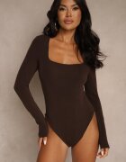 elsa.m by may Body Maro cu Vâscoză și Bumbac Decorat cu Decolteu Pătrat Amerrise