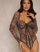elsa.m by may Body Maro Transparent cu Imprimeu Leopard cu Cupe Întărite Venoriae