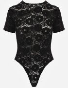 elsa.m by may Body Negru din dantelă cu mânecă scurtă Moallli