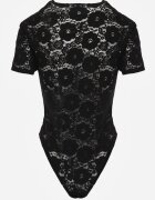 elsa.m by may Body Negru din dantelă cu mânecă scurtă Moallli