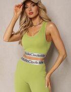 elsa.m by may Bustieră sportivă verde elastică reiată cu bandă decorativă Waslema