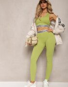 elsa.m by may Bustieră sportivă verde elastică reiată cu bandă decorativă Waslema