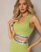elsa.m by may Bustieră sportivă verde elastică reiată cu bandă decorativă Waslema