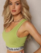 elsa.m by may Bustieră sportivă verde elastică reiată cu bandă decorativă Waslema
