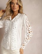 elsa.m by may Cămașă ajurată albă cu guler tip tunică în stil vintage Jirdima