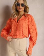 elsa.m by may Cămașă ajurată portocalie cu guler tunică elegant Manuella