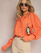 elsa.m by may Cămașă ajurată portocalie cu guler tunică elegant Manuella