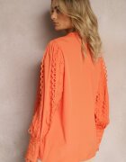 elsa.m by may Cămașă ajurată portocalie cu guler tunică elegant Manuella