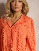 elsa.m by may Cămașă ajurată portocalie cu guler tunică elegant Manuella