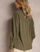 elsa.m by may Cămașă Ajurată Verde închisă cu Guler tunicală Elegantă Manuella
