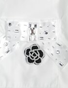 elsa.m by may Cămașă Albă Clasică cu Buzunare Ornată cu Zirconii și Detaliu Floral Herlla