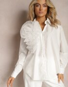 elsa.m by may Cămașă Albă Clasică cu Decorațiune Originală din Țesătură Transparentă Feoria