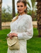 elsa.m by may Cămașă albă cu ață strălucitoare și inserții brodate Daizee