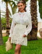 elsa.m by may Cămașă albă cu ață strălucitoare și inserții brodate Daizee
