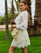 elsa.m by may Cămașă albă cu ață strălucitoare și inserții brodate Daizee