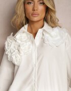 elsa.m by may Cămașă Albă cu Croială Clasică cu Aplicație în formă de Flori Neobba