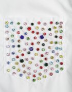 elsa.m by may Cămașă Albă cu Guler și Buzunare Decorate cu Zirconii Leridna